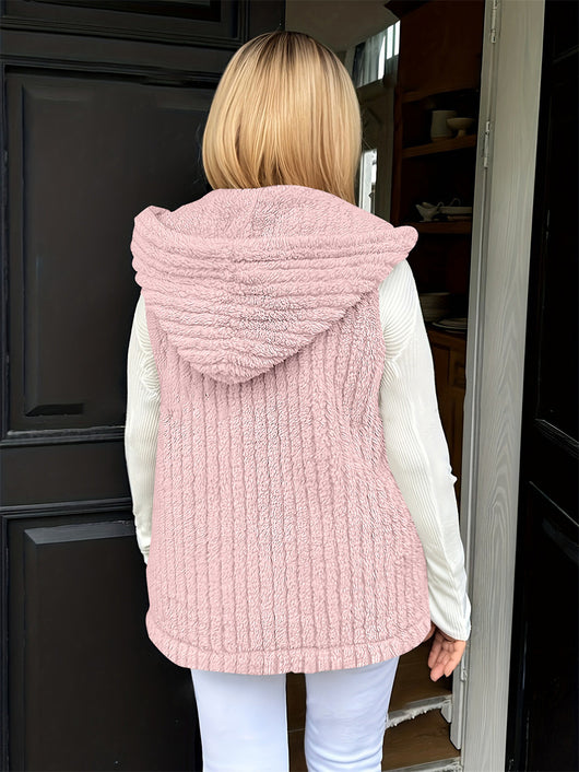 Chaleco Fuzzy sin Mangas con Capucha para Mujer - Comodidad y Estilo - Image 17