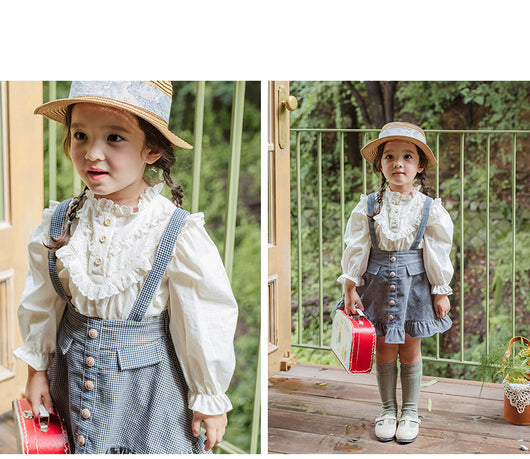 Blusa Princesa Infantil con Cuello de Encaje y Mangas Abullonadas Retro - Image 17