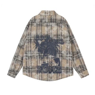 Camisa Cuadros Estilo Retro Americano con Estampado Vintage - Image 18