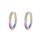 Women's Rainbow Zircon Earrings, S925 Sterling Silver, Fully Inlaid with Colored Gems, Thick Platinum-Plated 925 Sterling Silver Earring