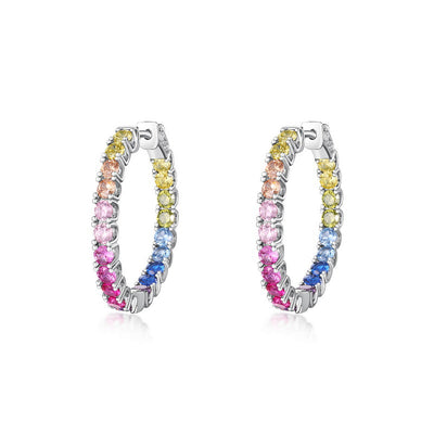 Aretes de Circonia Arcoíris en Plata S925 con Gemas de Colores Incrustadas - Image 4