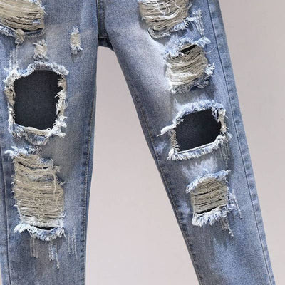 Pantalones Harem Rotos Estilo Coreano - Jeans Sueltos Versátiles para Mujer - Image 5