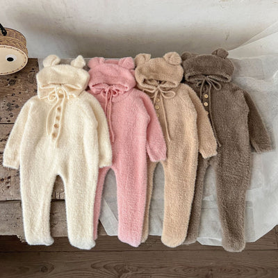 Pijama Enterizo Bebé Invierno Peluche Oso con Pies - Image 9