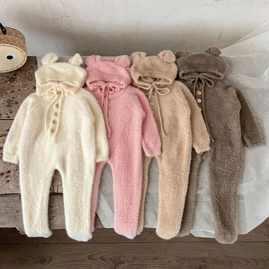 Pijama Enterizo Bebé Invierno Peluche Oso con Pies - Image 9