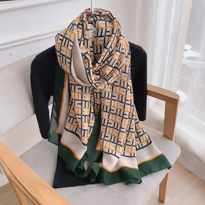 Pashmina de Algodón y Lino Estampada - Chal Abrigador Versátil - Image 33