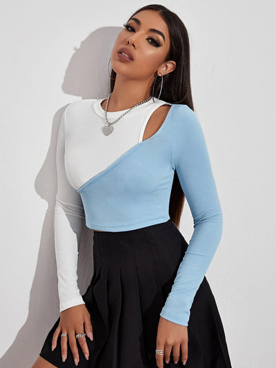 Blusa Strapless Ajustada de Manga Larga con Detalles en Contraste - Image 17