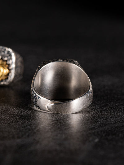Anillo de Cabeza de Lobo en Plata y Cobre - Image 7