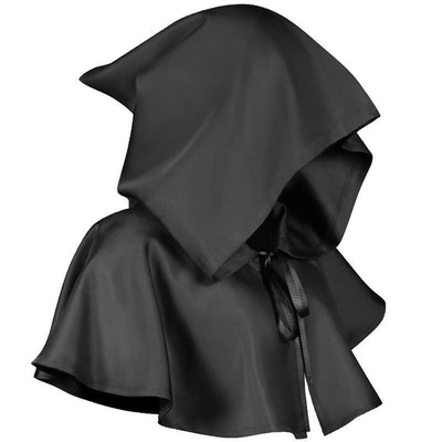 Capa de la Parca, Disfraz Medieval Gótico para Hombre, Túnica Negra con Capucha