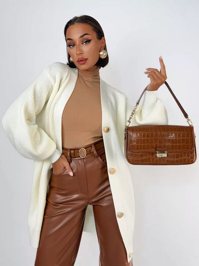 Cardigan Tejido Suelto Cuello V - Diseño Versátil para Otoño - Image 27