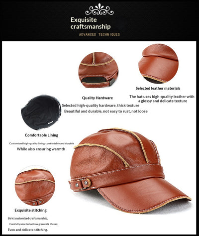 Gorra de Béisbol Unisex Cuero Genuino Estilo Coreano para Otoño e Invierno - Image 12