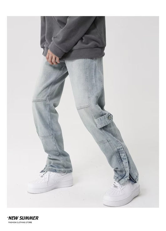 Jeans Vintage de Tiro Alto y Pierna Recta con Cierre Dividido - Image 13