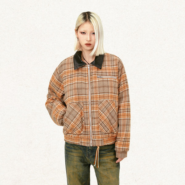 Abrigo Retro Estilo Americano a Cuadros y Rayas para Invierno