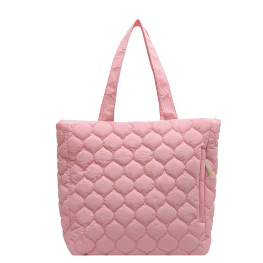 Bolso Tote Acolchado de Algodón con Diseño Rombo - Image 5