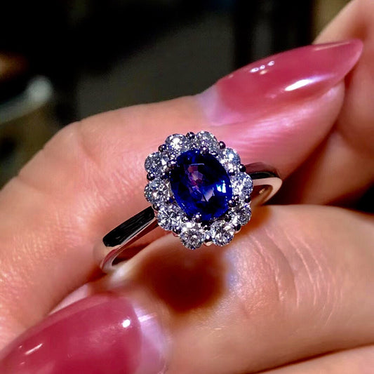 Anillo de Zafiro Natural en Plata de Ley 925 para Mujer