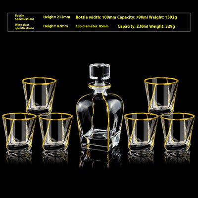 Juego de Copas de Cristal para Whisky y Vino con Detalles Dorados - Image 23