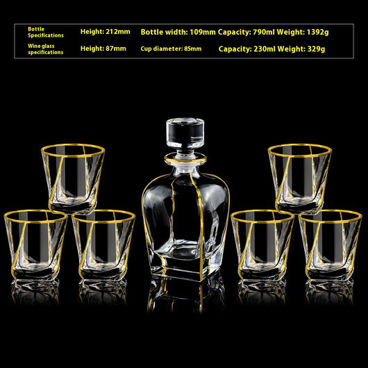 Juego de Copas de Cristal para Whisky y Vino con Detalles Dorados - Image 23
