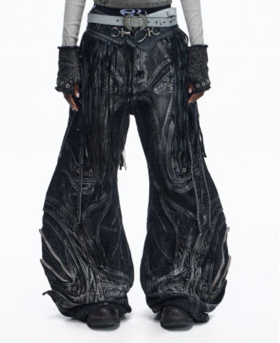 Jeans Gris con Parches Ajustables y Silueta Definida - Image 5