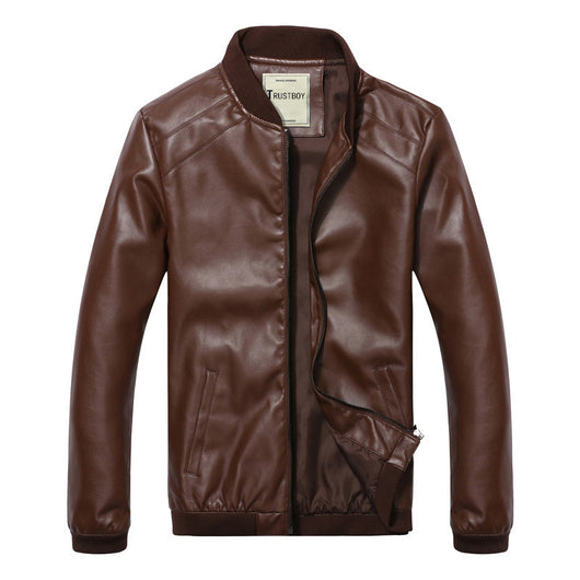 Chaqueta de Cuero Slim Fit Estilo Coreano para Hombre - Image 3