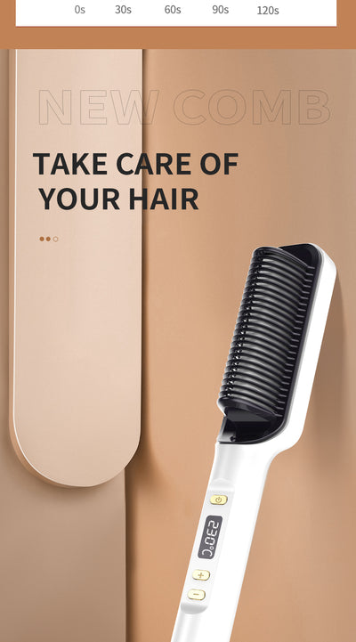 Two white and gold electric hot combs, one larger with a textured panel and one smaller with a digital temperature display. - Image 11