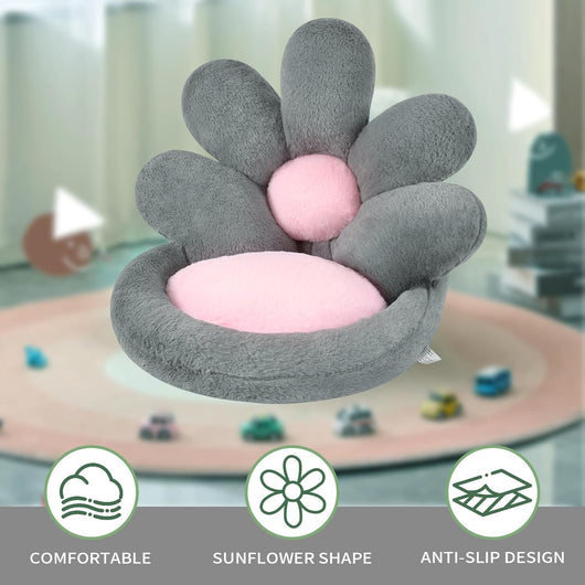 Cojín Nido Redondo para Gatos y Gamers - Asiento Floral Kawaii 19 Pulgadas Gris - Image 8