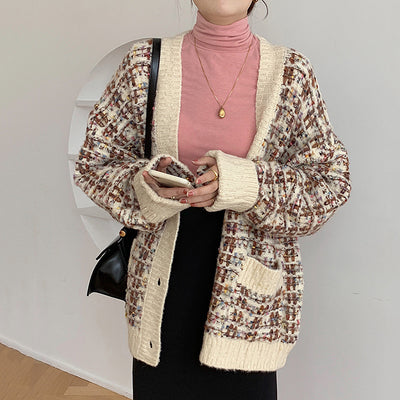 Cardigan Tejido Holgado Multicolor de Manga Larga para Mujer - Image 10