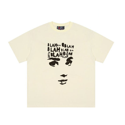 Playera Suelta con Estampado de Letras Personalidad Americana