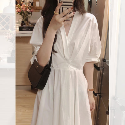 Vestido Camisero Vintage Francés con Temperamento Sofisticado - Image 5