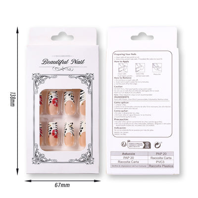 Puntas de Uña Medianas con Diseño Leopardo y Bolitas de Acero - Set de 24 Piezas - Image 6