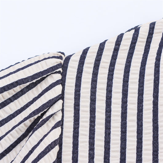 Blusa Rayada con Moño - Manga Corta Versátil para Verano - Image 20