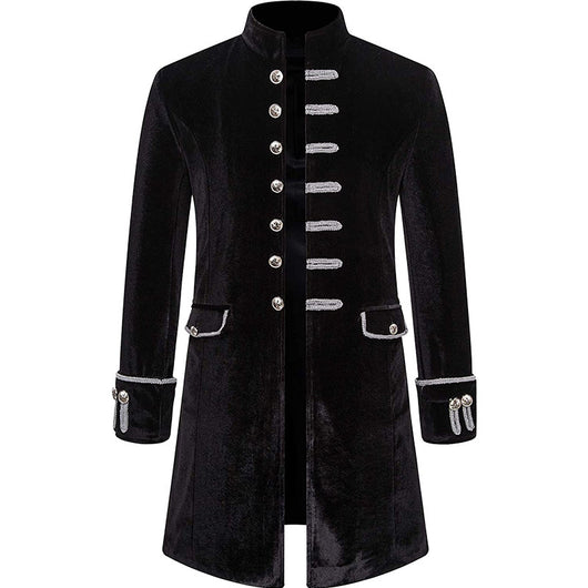 Abrigo Uniforme Steampunk Terciopelo Cuello Alto para Hombre - Image 6