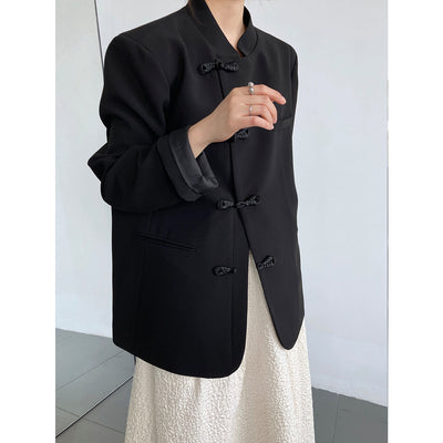 Blazer Vintage con Cuello Alto y Hebilla para Mujer - Image 13