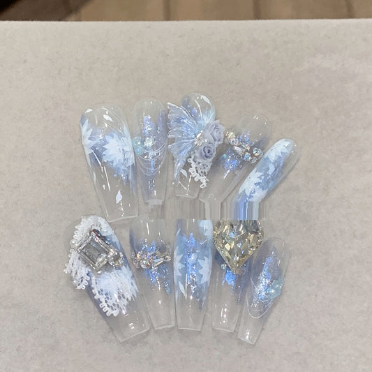 Armadura Floral Mariposa Azul Cielo - Joyería Artesanal de Lujo