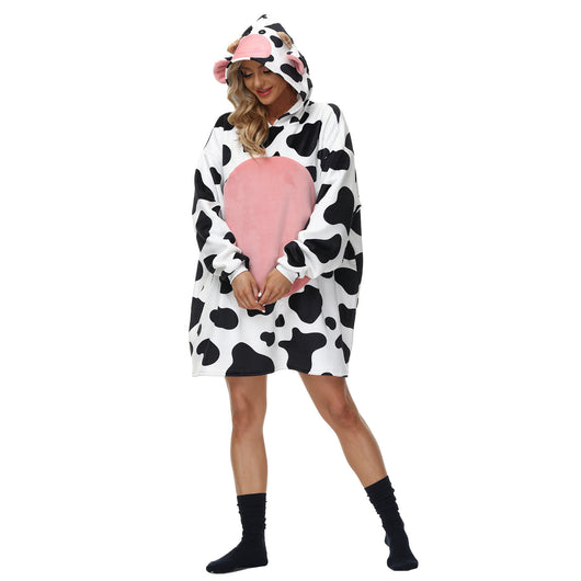 Abrigo Mujer Estampado Vaca con Relleno de Plumón Plateado - Image 9