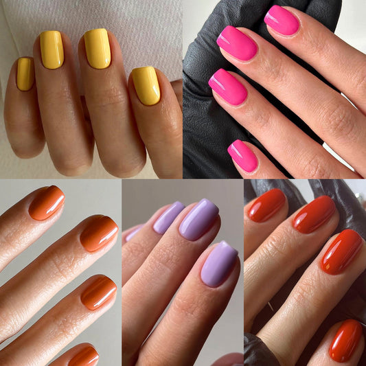 Uñas Postizas Cuadradas Cortas Color Sólido Clásico