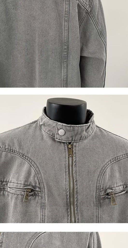 Chaqueta Denim Pesada Vintage Desgastada para Hombre - Image 10