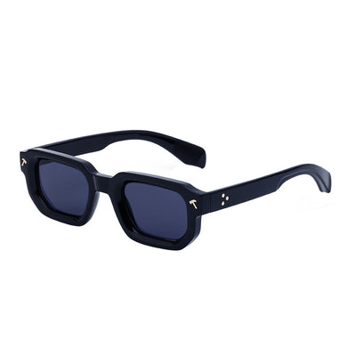 Men's square frame sunglasses with a two-tone brown and black frame, dark green lenses, and tortoise shell temples. - Image 13