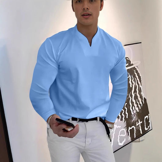 Camiseta Manga Larga Cuello V Transpirable para Hombre - Image 4