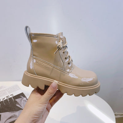 Botas de Cuero Brillante para Niñas - Caña Media Primavera Otoño - Image 9