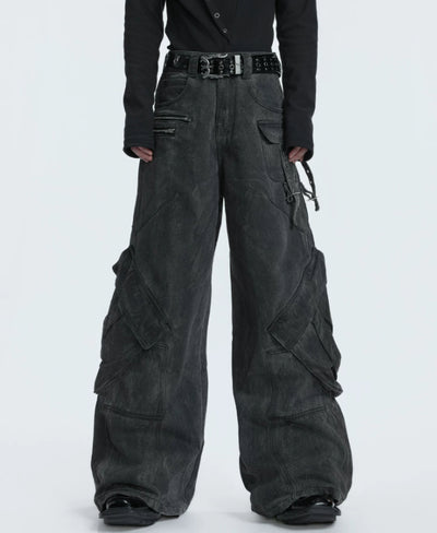 Pantalones Vaqueros Vintage Estilo Trabajo con Bolsillos Amplios y Detalles Gastados - Image 8