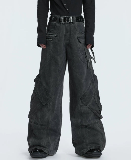 Pantalones Vaqueros Vintage Estilo Trabajo con Bolsillos Amplios y Detalles Gastados - Image 8