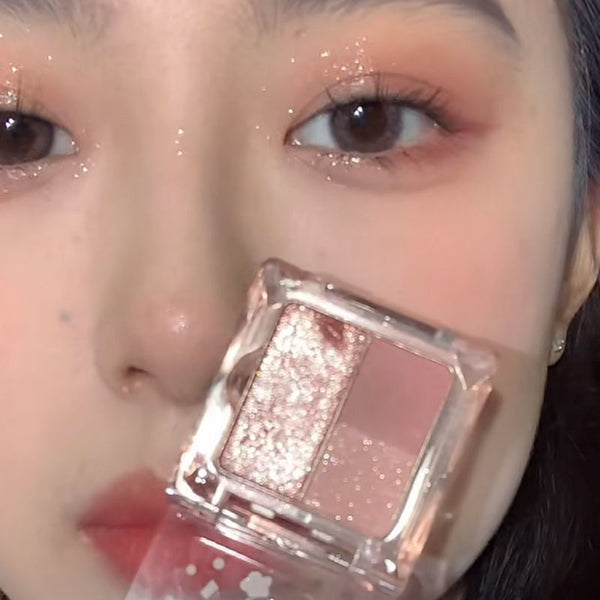 Paleta de Sombras Iridiscentes con Lentejuelas Rosa y Púrpura