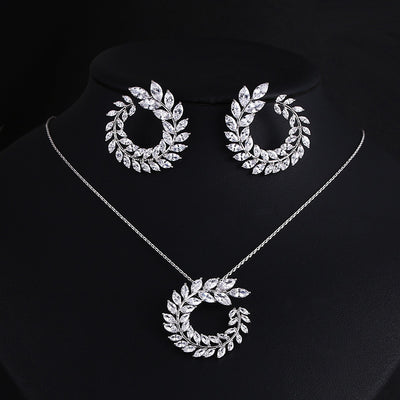 Conjunto de Joyería Nupcial Rama de Olivo - Collar y Aretes Elegancia Clásica - Image 7