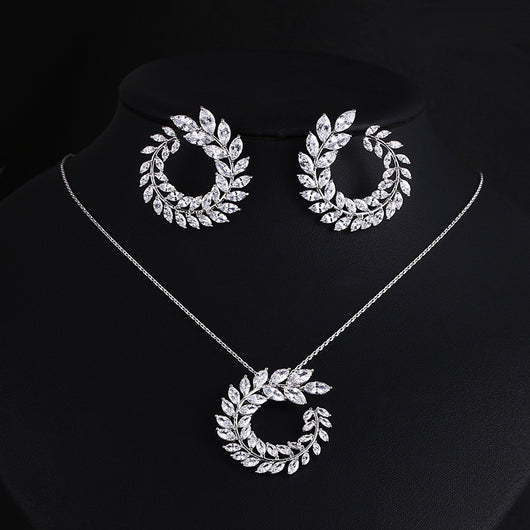 Conjunto de Joyería Nupcial Rama de Olivo - Collar y Aretes Elegancia Clásica - Image 7