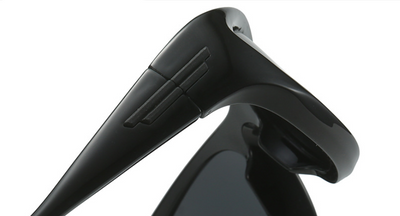 Black polarized sports sunglasses with a wrap-around frame and dark lenses, shown with five other color options. - Image 8