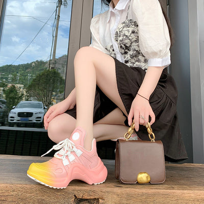 Zapatillas Deportivas con Plataforma Elevadora, Suela Gruesa Transpirable y Diseño Bicolor con Moño - Image 9