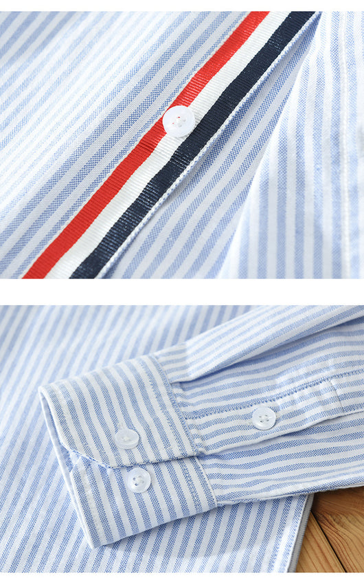 Camisa Casual Manga Larga a Rayas Verticales Estilo Japonés para Hombre - Image 14