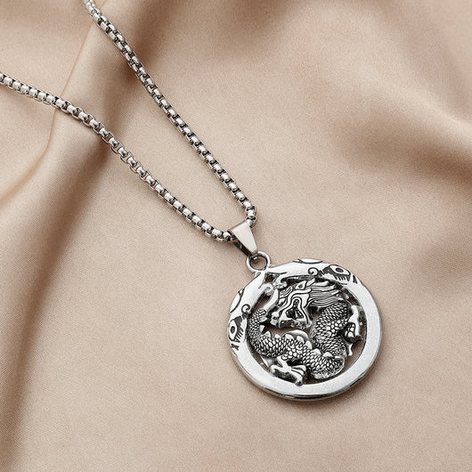 Collar Acero Inoxidable Dragón Totem Hueco para Hombre - Image 11