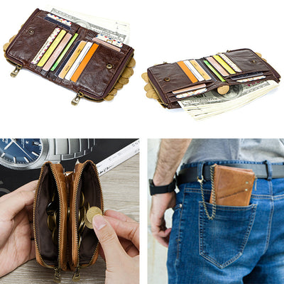 Monedero de Cuero Premium con Doble Cierre para Hombre - Image 4