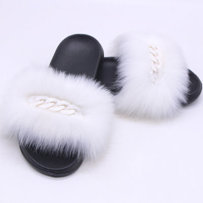 Pantuflas de Piel Sintética de Zorro con Cadena - Sandalias Peluche Cómodas - Image 10