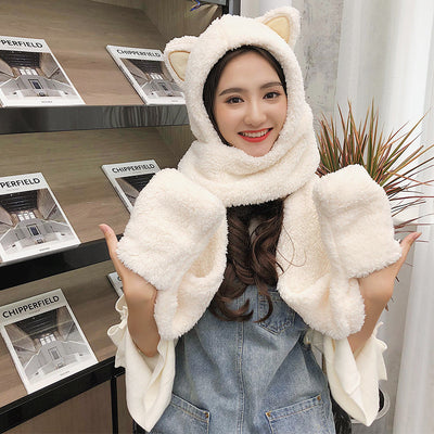 Gorro y Bufanda Cálidos con Orejas de Gato - Conjunto Coreano para Invierno - Image 12
